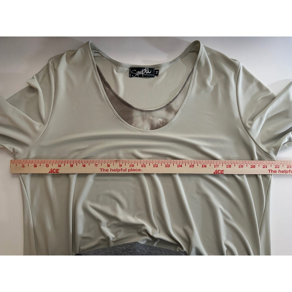Sympli Tunic Dress Sz 16 Layered Mesh Tie Dye Hem Asymmetric Neutral Taupe Artsy - Picture 4 of 11